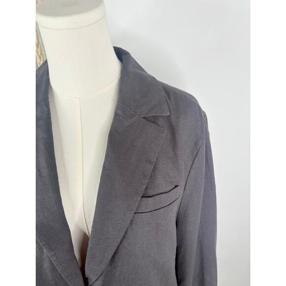 NWT American Eagle Linen Cropped Blazer Jacket Large Charcoal Gray - Picture 4 of 8